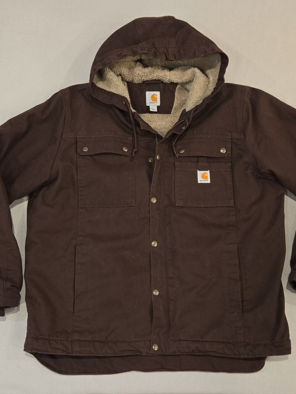 Carhartt Washed Duck Bartlett Jacket Sherpa-Lined Utility Sz L Model 103826 DKB